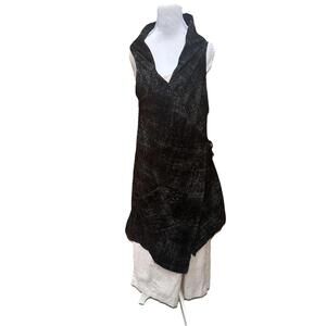 Bryn Walker  Asymmetrical Unstructured Lagenlook Cowl Vest Heathered Velvet Sz S